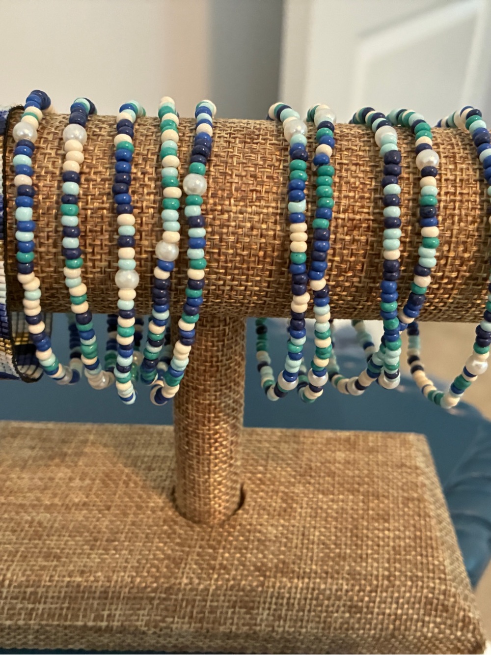 Ink & Alloy Blue Stretch Beaded Bracelet Stack Set
